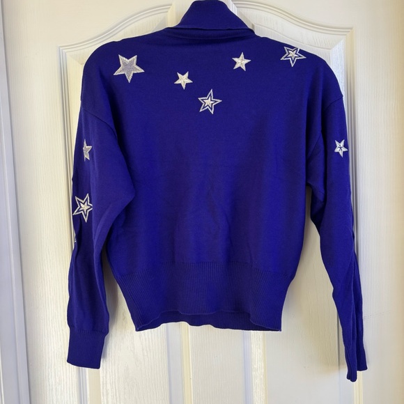Escada Indigo Blue Sweater with Star Accents - Picture 2 of 4